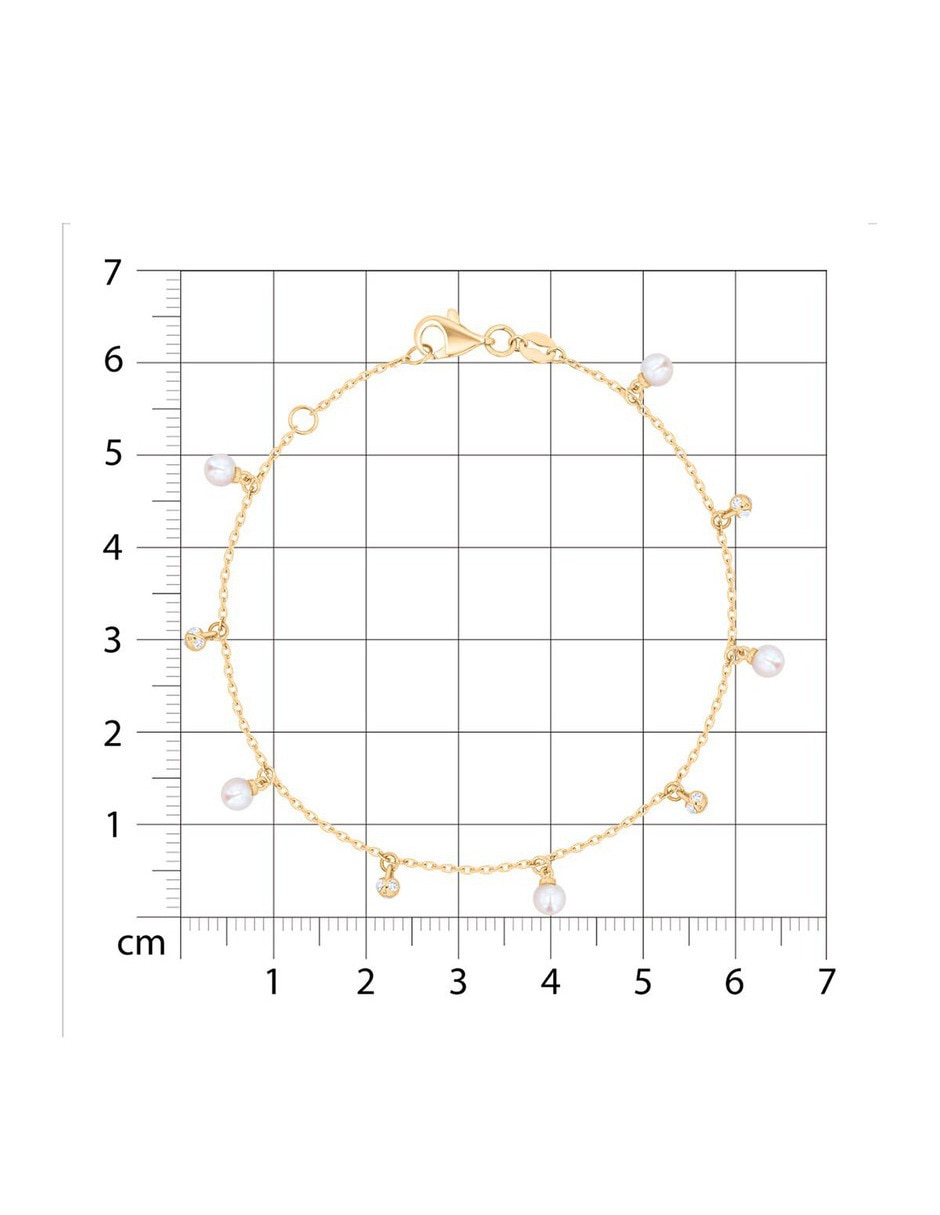 Pulsera de oro amarillo con perla 14 k con acabado brillante 2