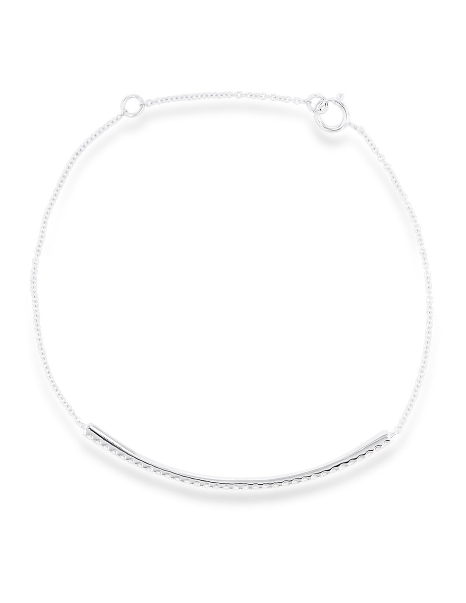 Pulsera de oro blanco con diamante 14 k acabado brillante