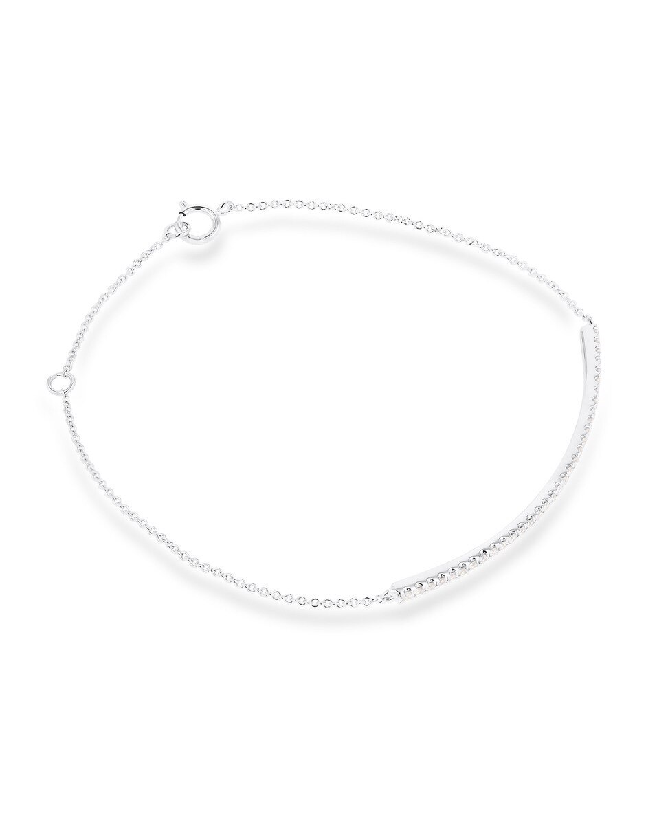 Pulsera de oro blanco con diamante 14 k acabado brillante 4