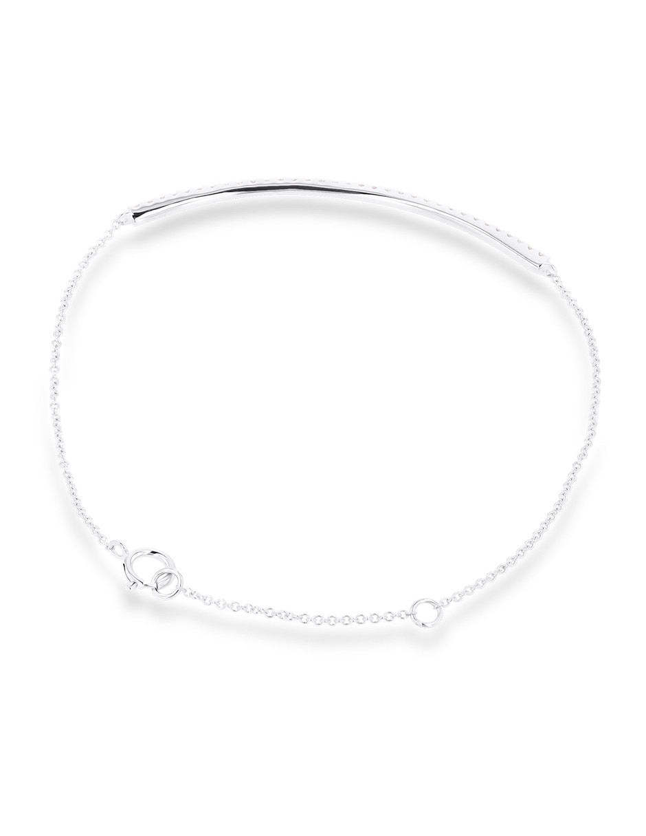 Pulsera de oro blanco con diamante 14 k acabado brillante 2