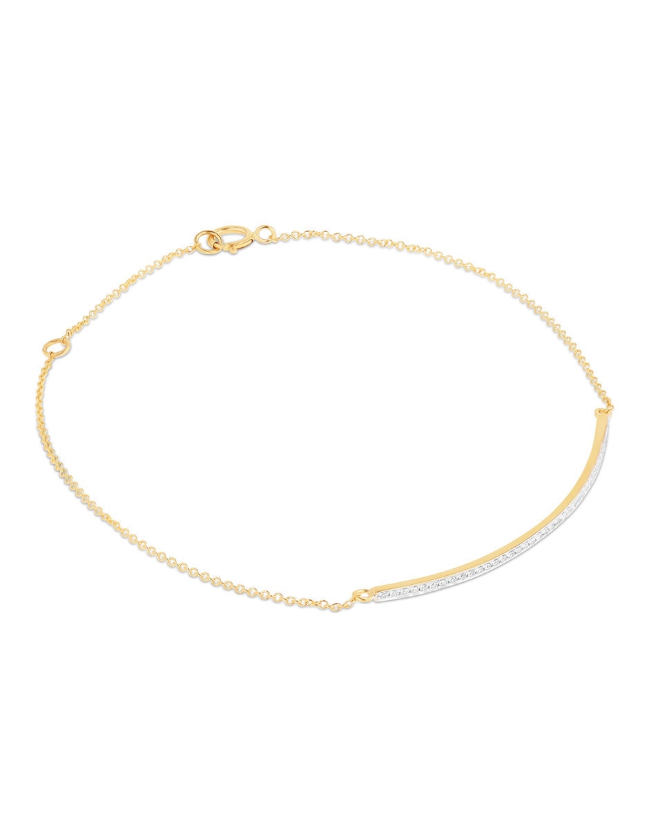 Pulsera de oro amarillo con diamante 14 k acabado brillante 4