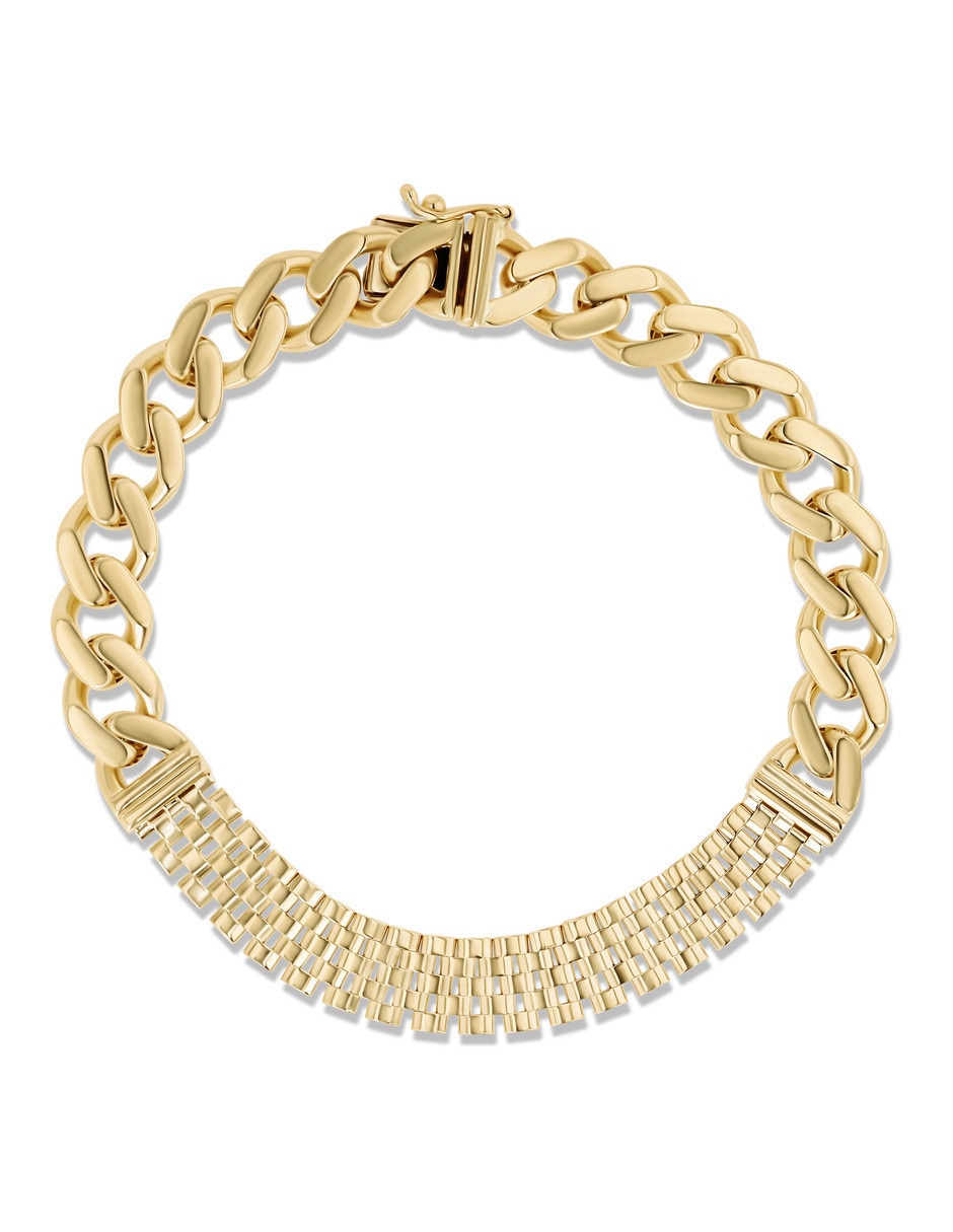 Pulsera de oro amarillo 14 k con acabado brillante