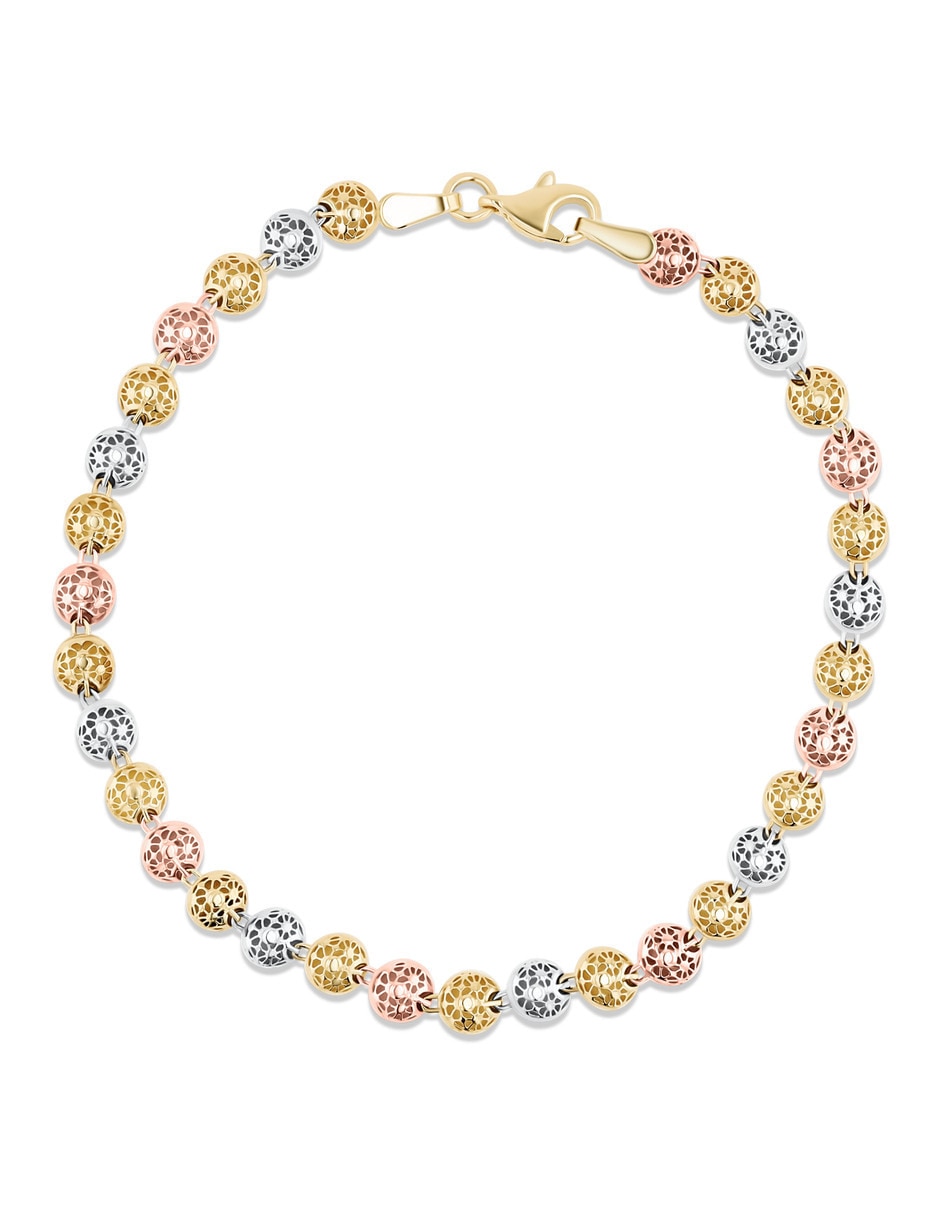 Pulsera de oro florentino 14 k con acabado brillante