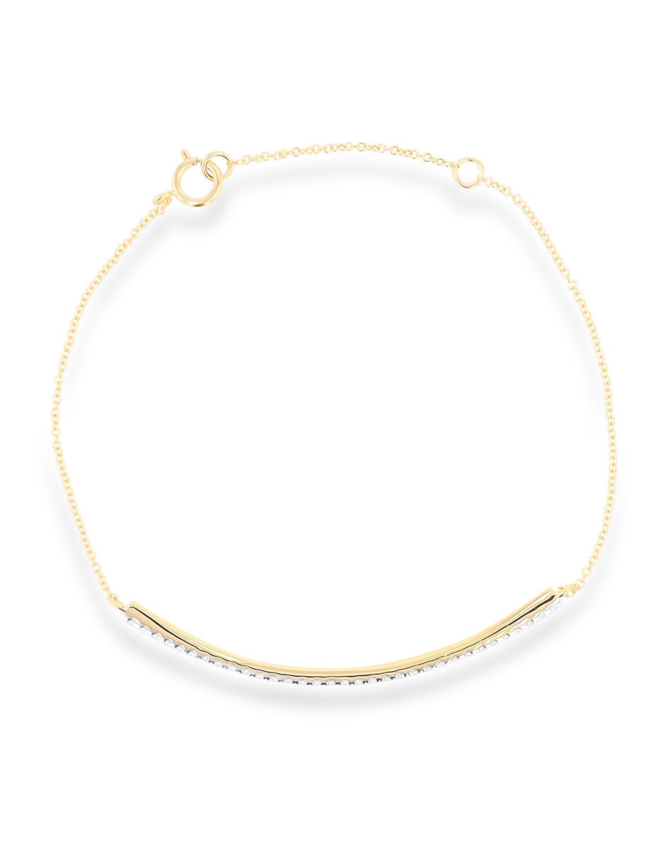 Pulsera de oro amarillo con diamante 14 k acabado brillante