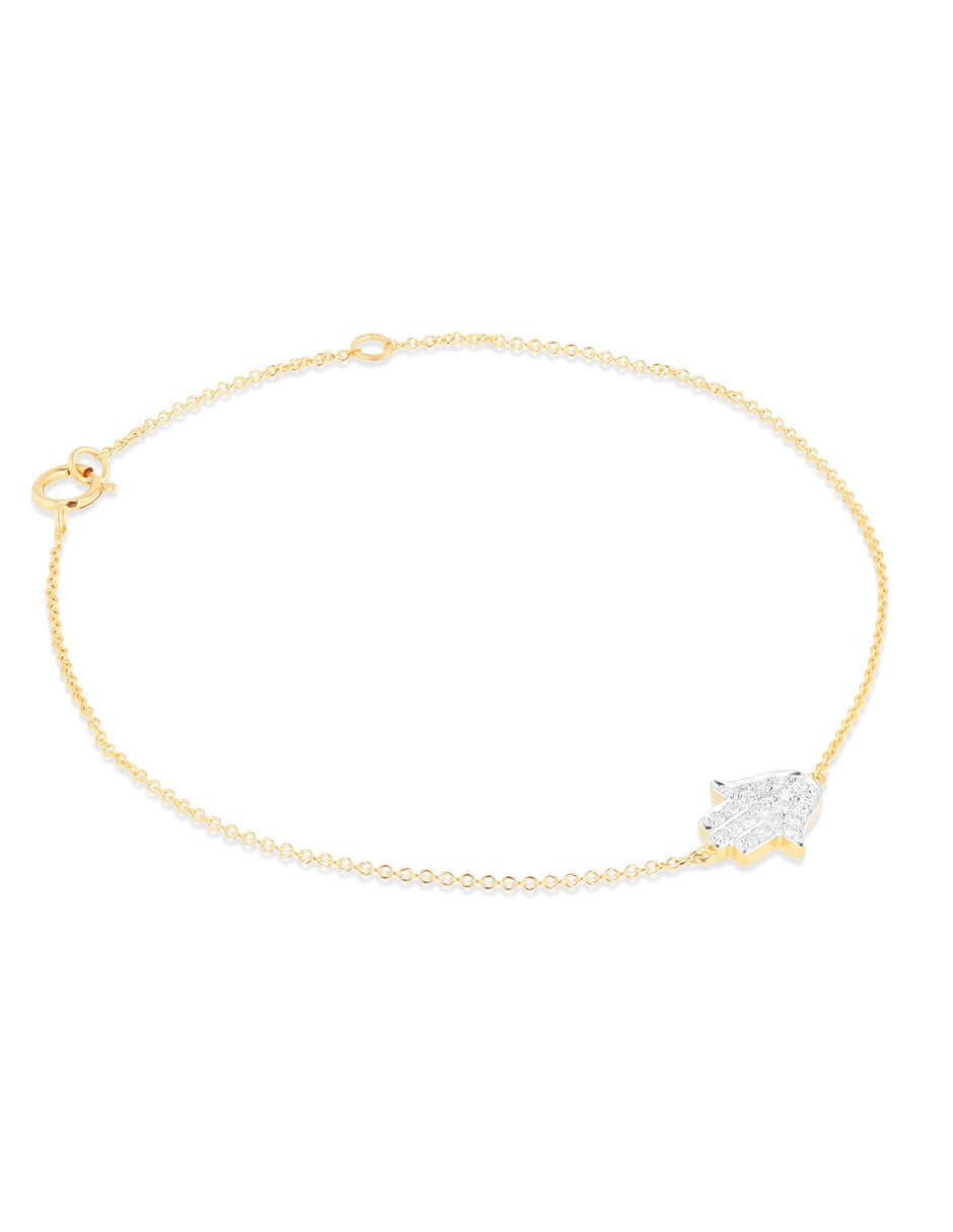 Pulsera de oro amarillo con diamante 14 k acabado brillante 4