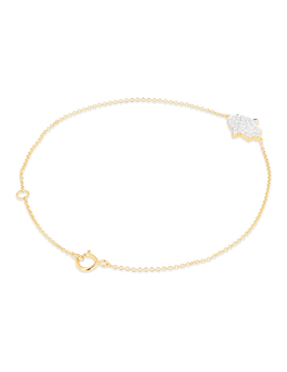 Pulsera de oro amarillo con diamante 14 k acabado brillante 2