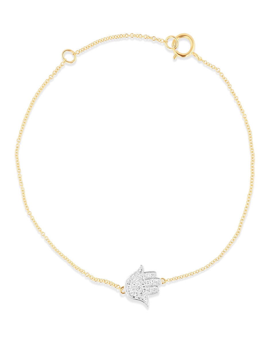 Pulsera de oro amarillo con diamante 14 k acabado brillante