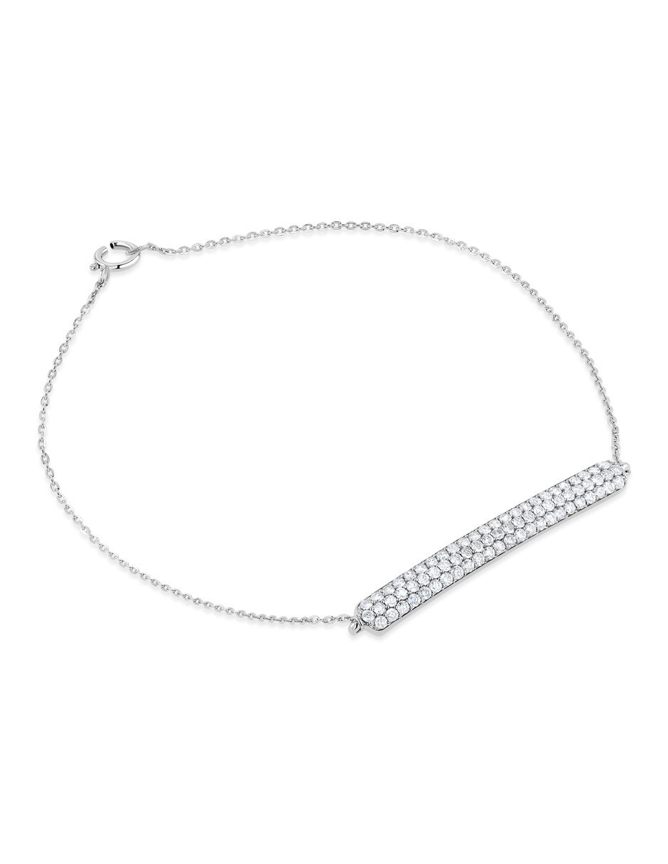 Pulsera de oro blanco con diamante 14 k acabado brillante 4