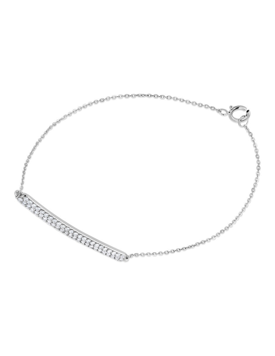 Pulsera de oro blanco con diamante 14 k acabado brillante 2