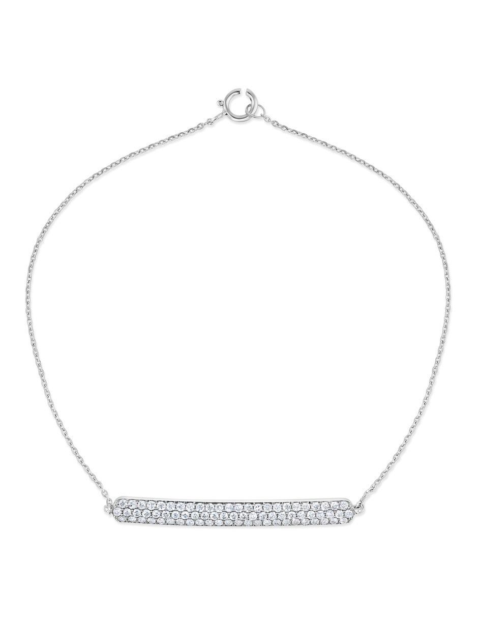 Pulsera de oro blanco con diamante 14 k acabado brillante Pulsera de oro blanco con diamante 14 k acabado brillante