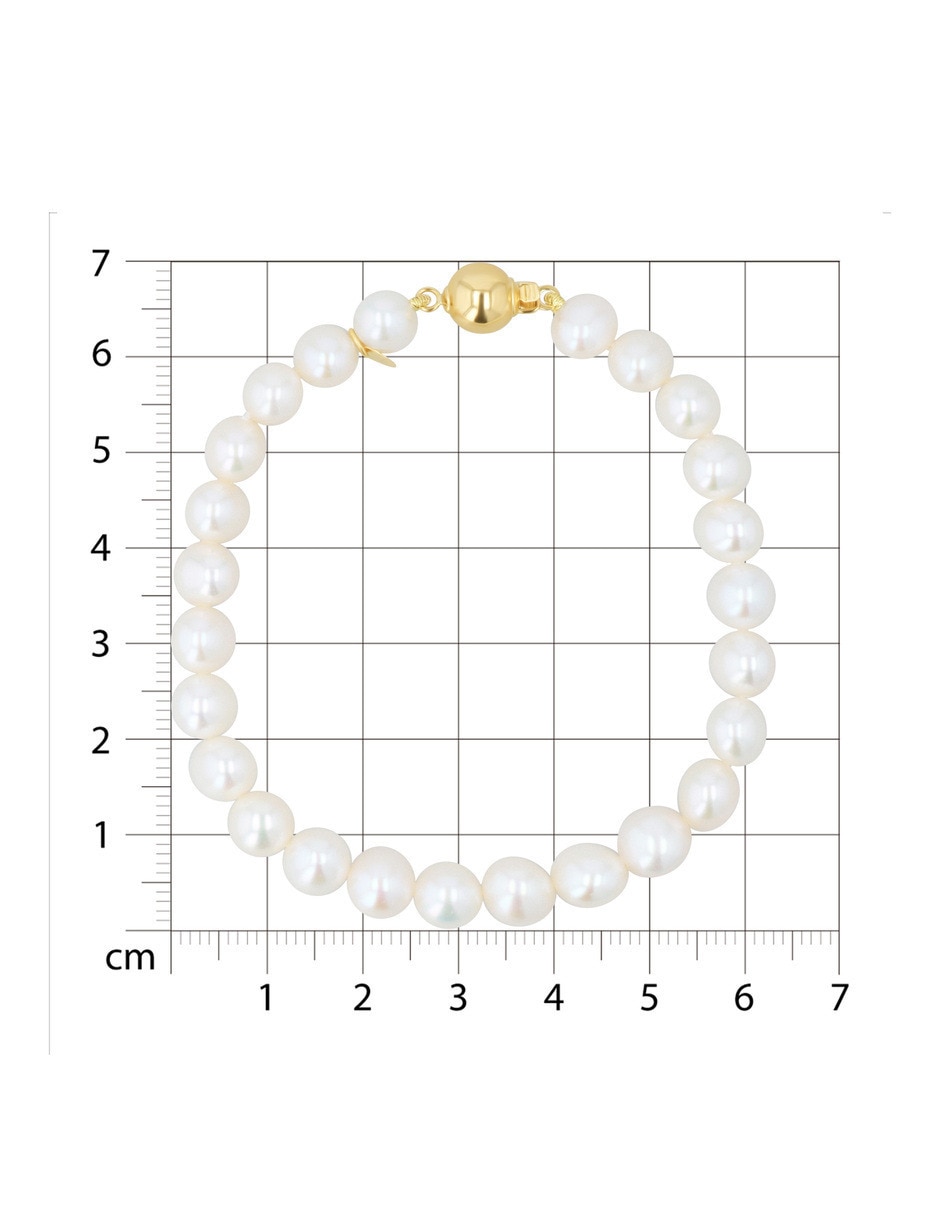 Pulsera de oro amarillo con perla 14 k acabado brillante 5