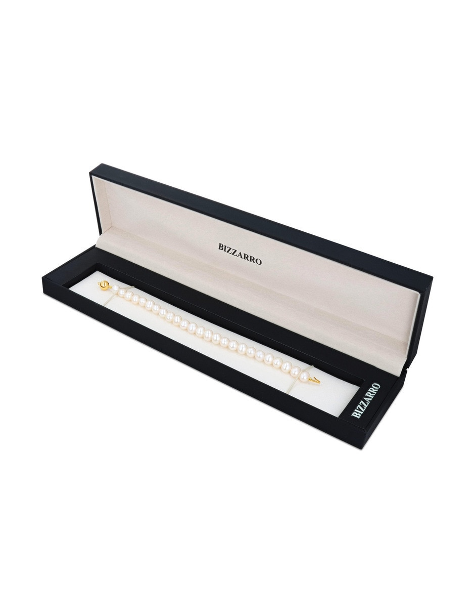 Pulsera de oro amarillo con perla 14 k acabado brillante 3