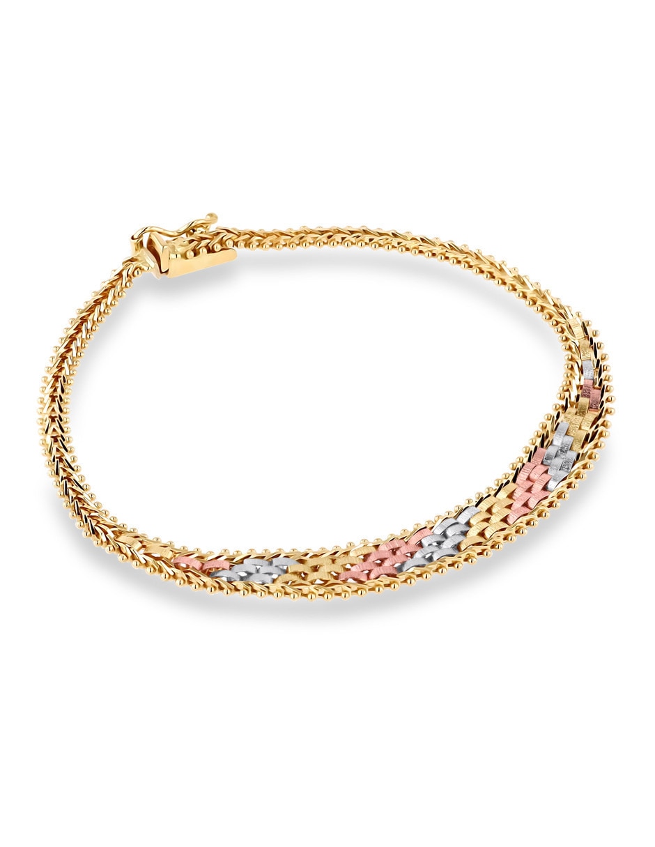 Pulsera Joyerias Bizzarro de oro florentino 14 k con acabado brillante
