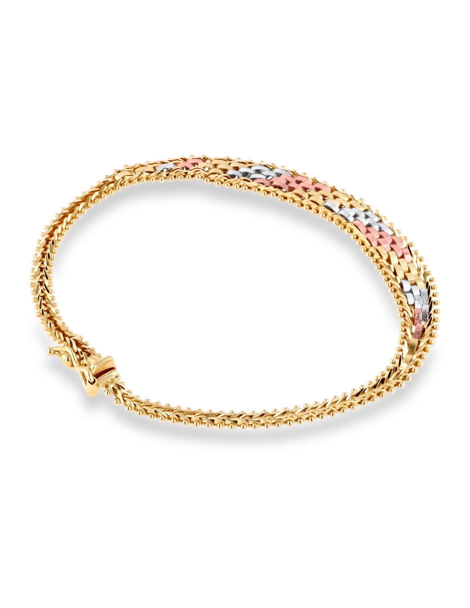 Pulsera Joyerias Bizzarro de oro florentino 14 k con acabado brillante