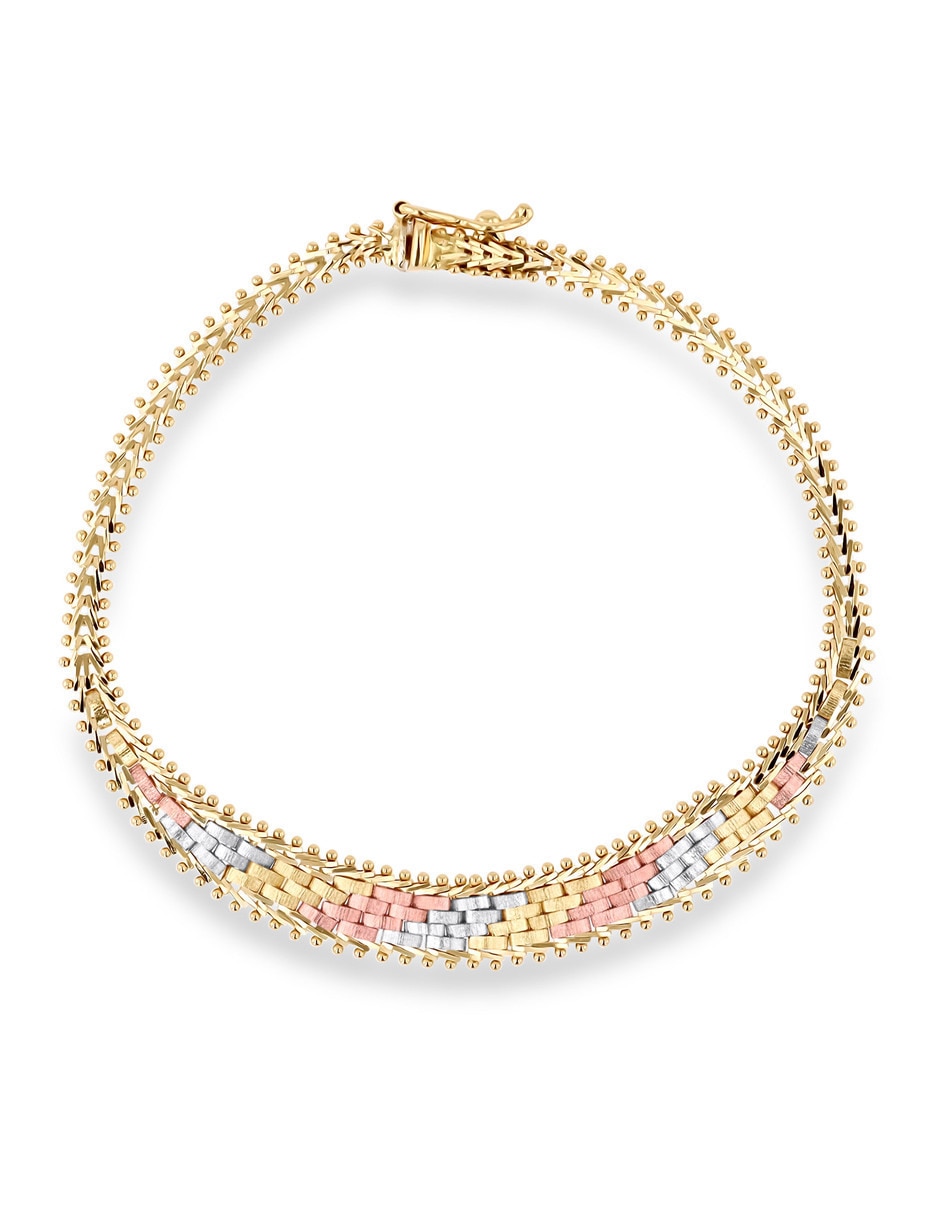 Pulsera Joyerias Bizzarro de oro florentino 14 k con acabado brillante