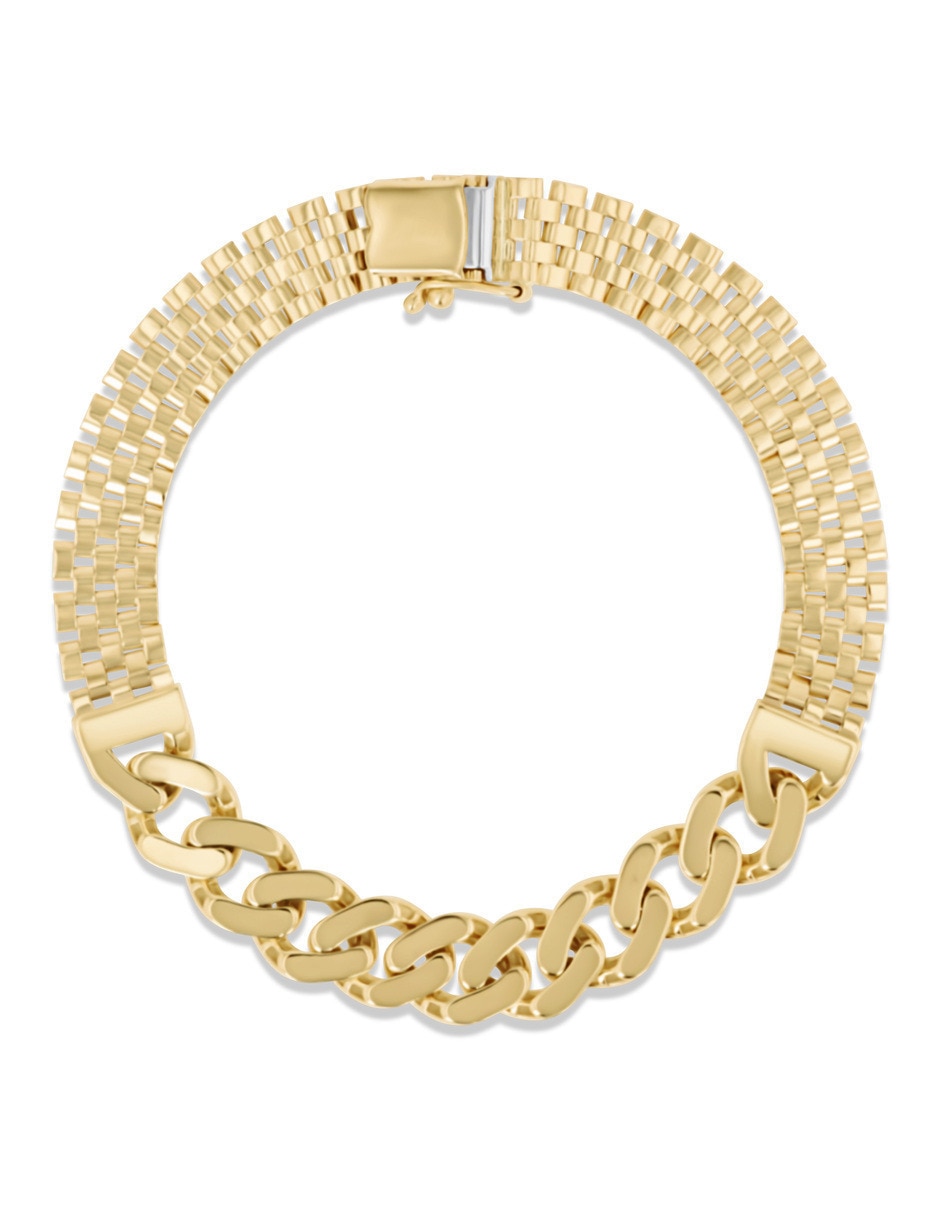 Pulsera de oro amarillo 14 k con acabado brillante