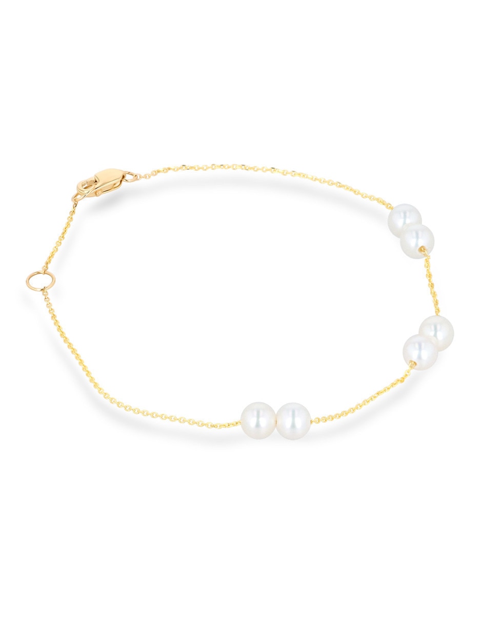 Pulsera Joyerias Bizzarro de oro amarillo con perla 14 k acabado brillante