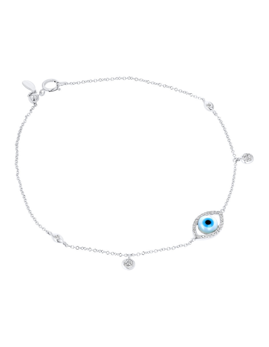 Pulsera de oro blanco con diamante 14 k acabado brillante 4