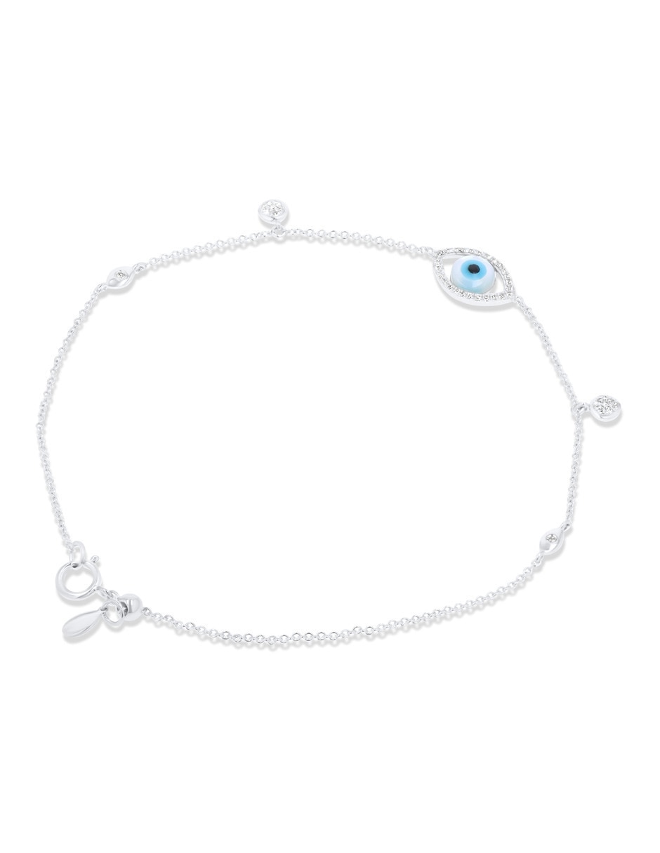 Pulsera de oro blanco con diamante 14 k acabado brillante 2