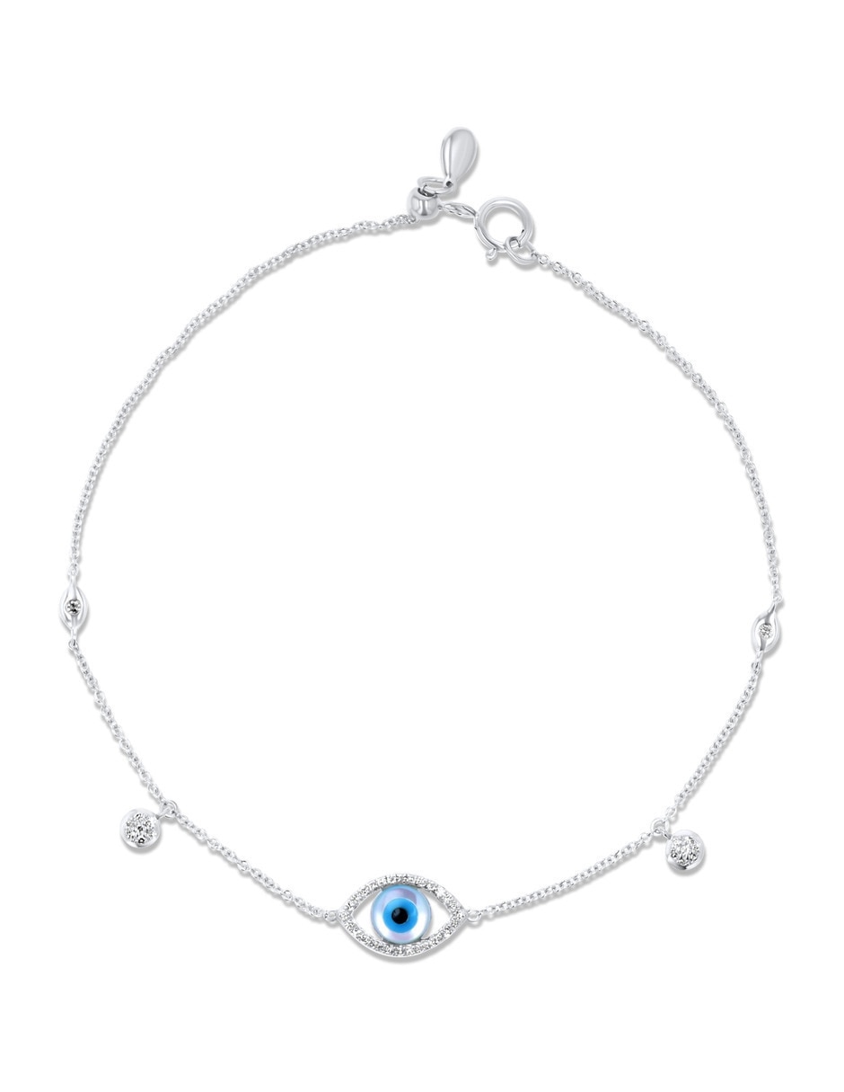 Pulsera de oro blanco con diamante 14 k acabado brillante Pulsera de oro blanco con diamante 14 k acabado brillante