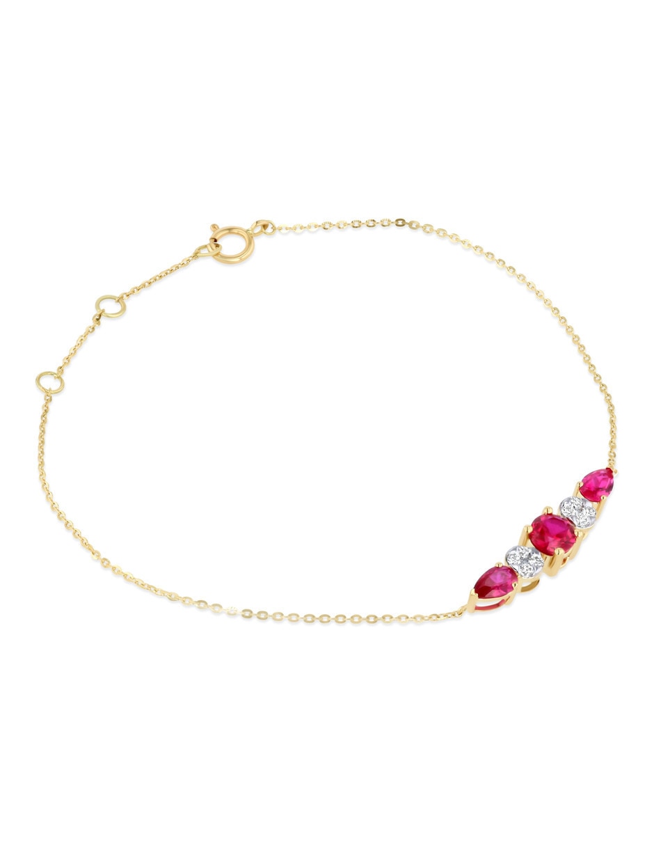 Pulsera de oro amarillo con diamante 14 k acabado brillante 4