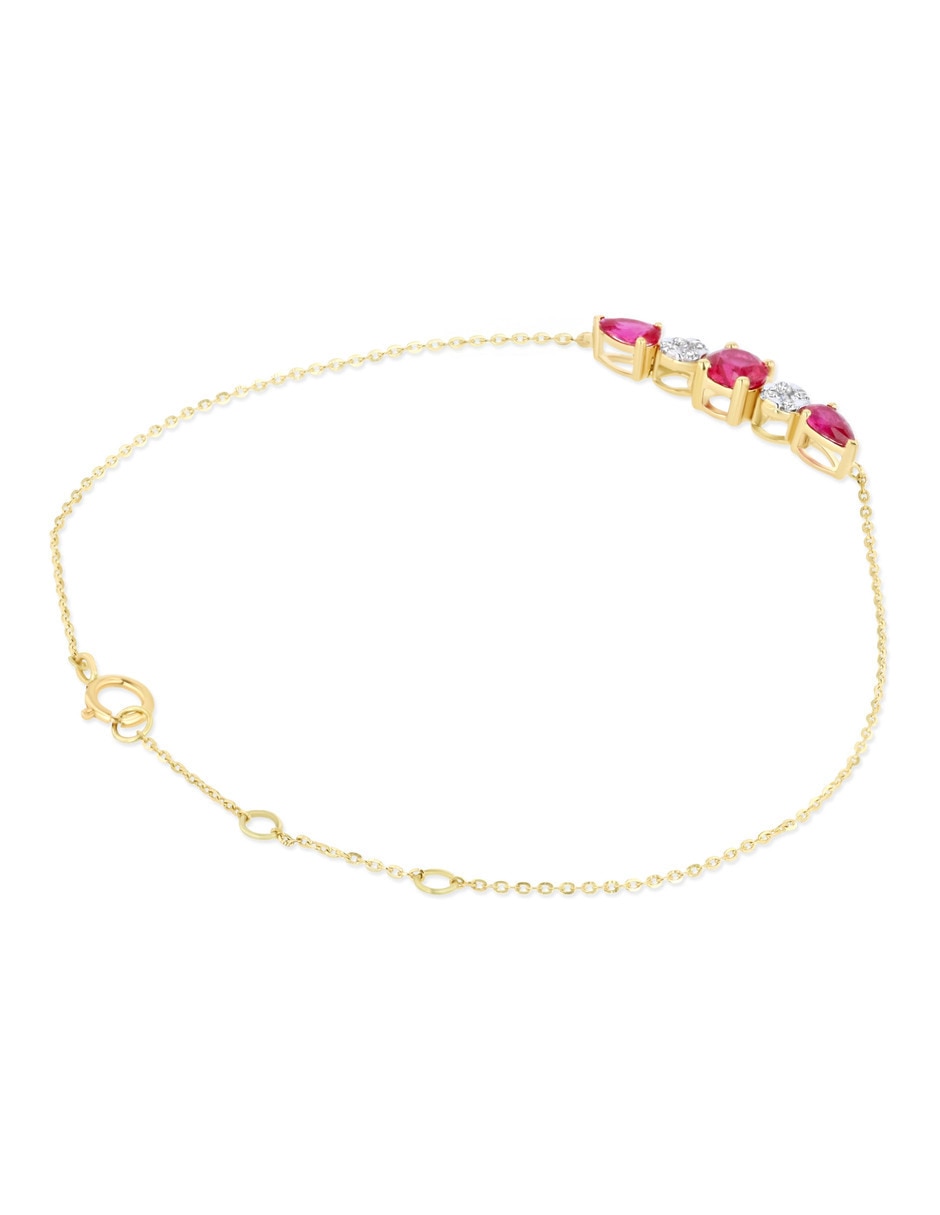 Pulsera de oro amarillo con diamante 14 k acabado brillante 2