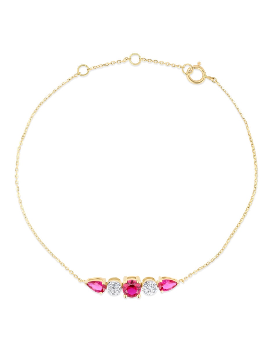 Pulsera de oro amarillo con diamante 14 k acabado brillante Pulsera de oro amarillo con diamante 14 k acabado brillante