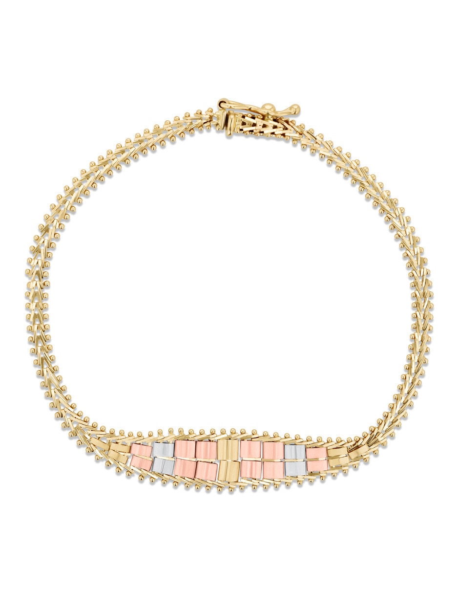 Pulsera de oro florentino 14 k con acabado brillante