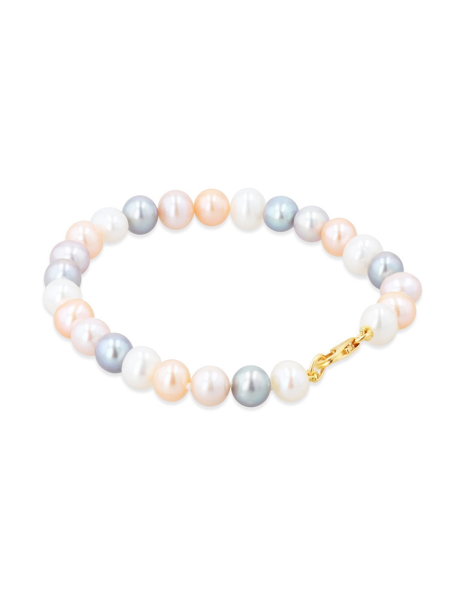 Pulsera Joyerias Bizzarro de oro amarillo con perla 14 k acabado brillante