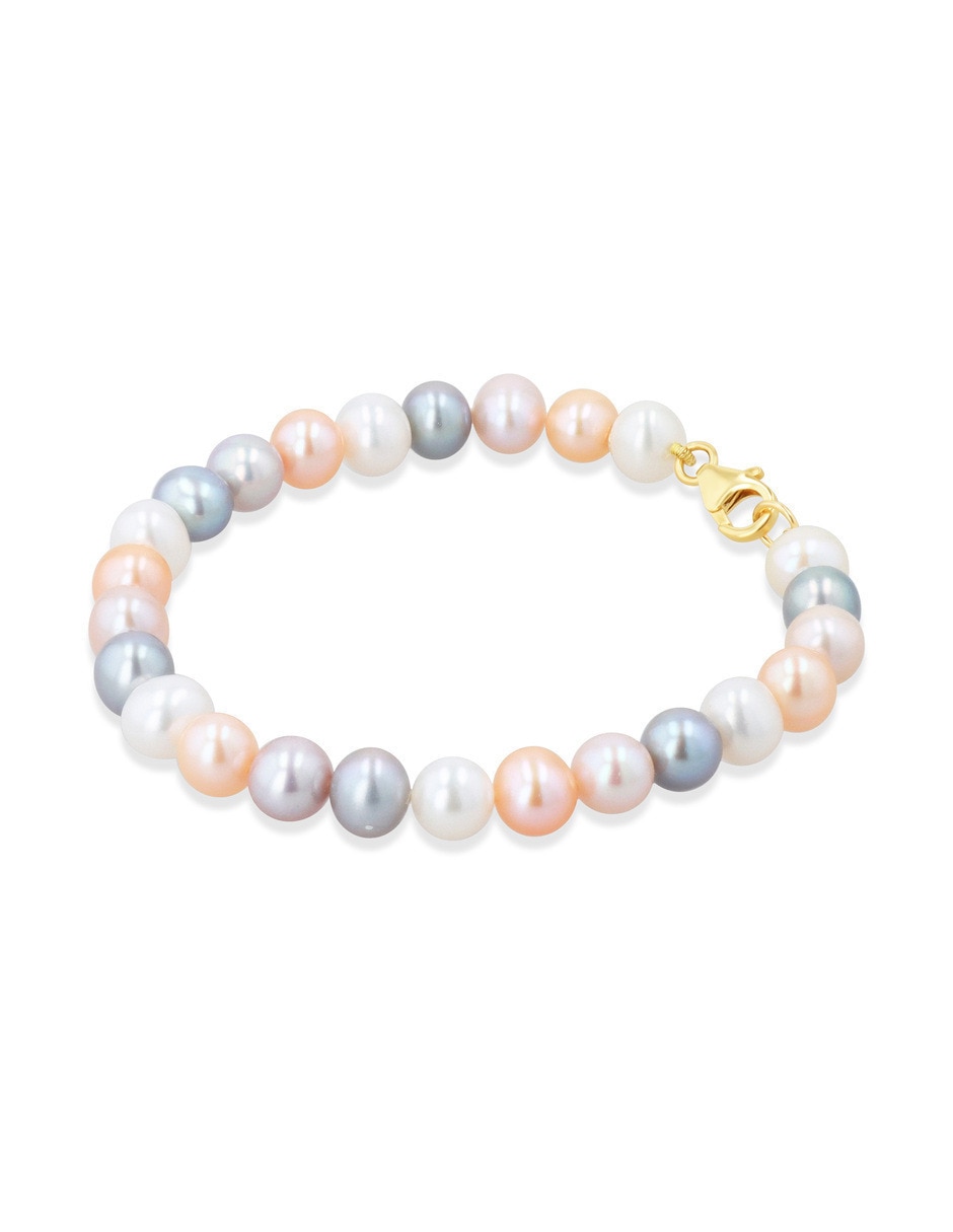 Pulsera Joyerias Bizzarro de oro amarillo con perla 14 k acabado brillante