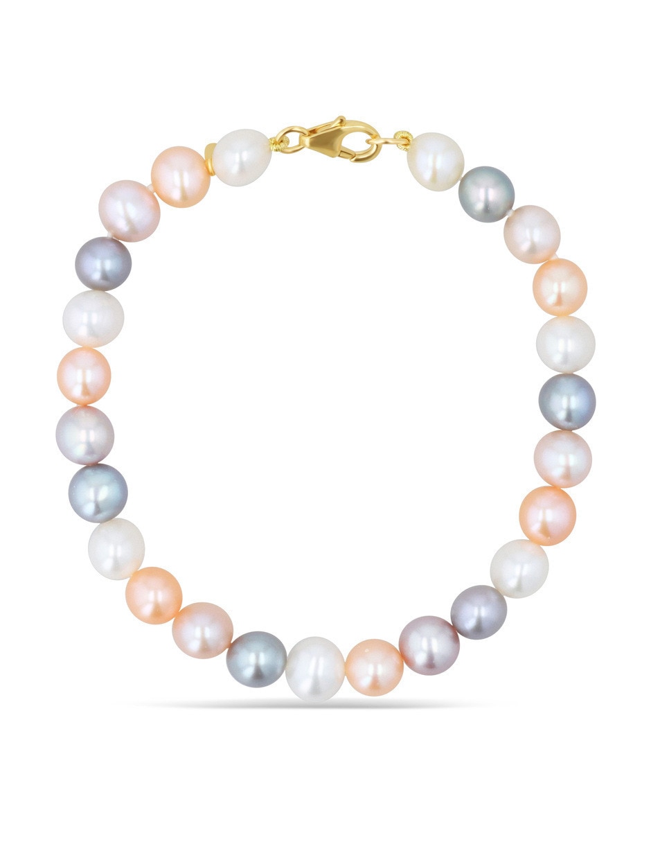 Pulsera de oro amarillo con perla 14 k acabado brillante
