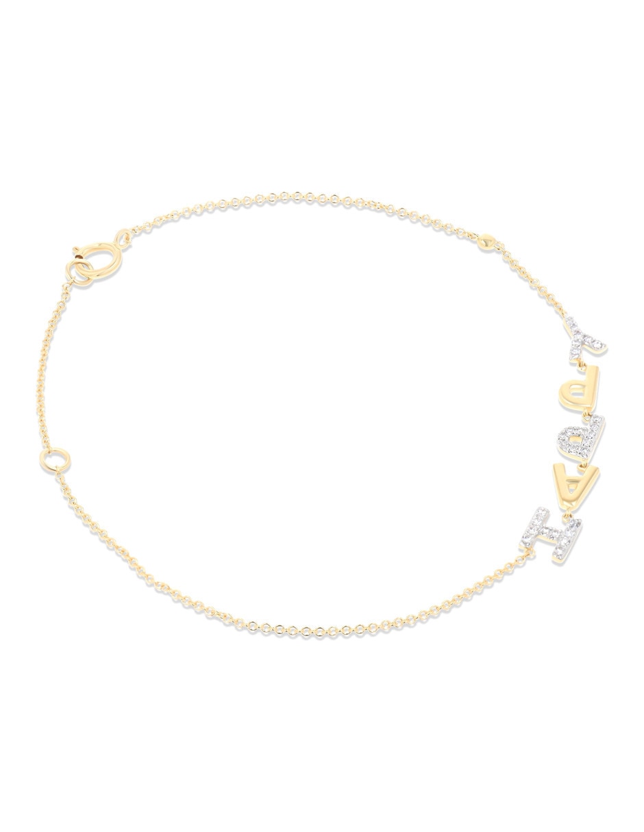 Pulsera de oro amarillo con diamante 14 k acabado brillante 4