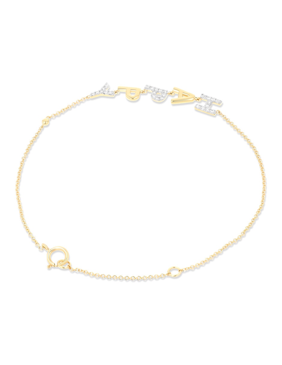 Pulsera de oro amarillo con diamante 14 k acabado brillante 2