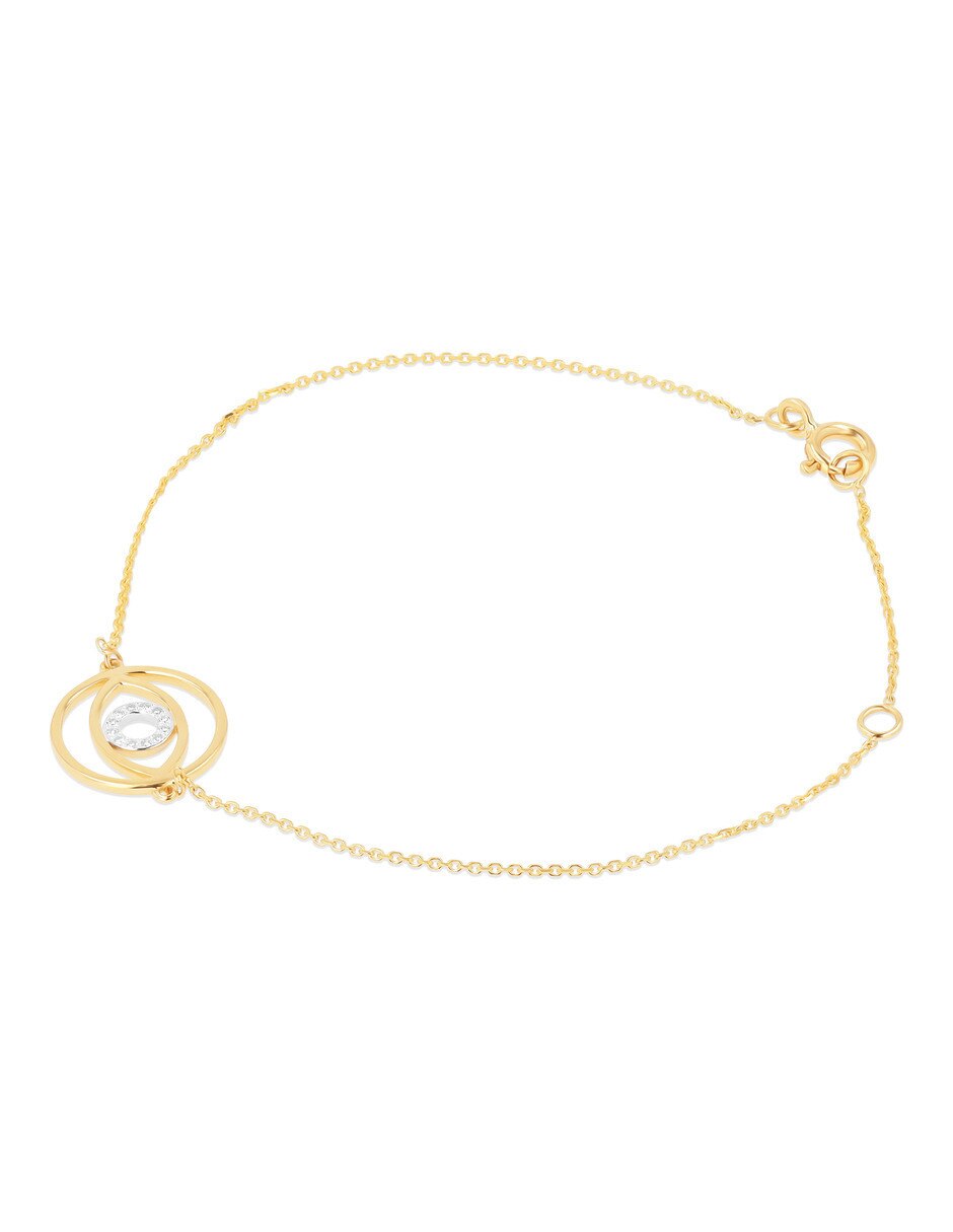 Pulsera de oro amarillo con diamante 14 k acabado brillante 4