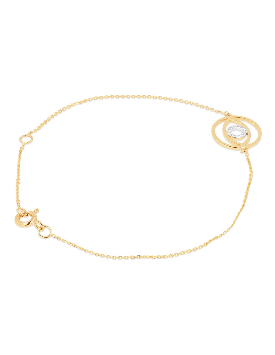 Pulsera de oro amarillo con diamante 14 k acabado brillante 2