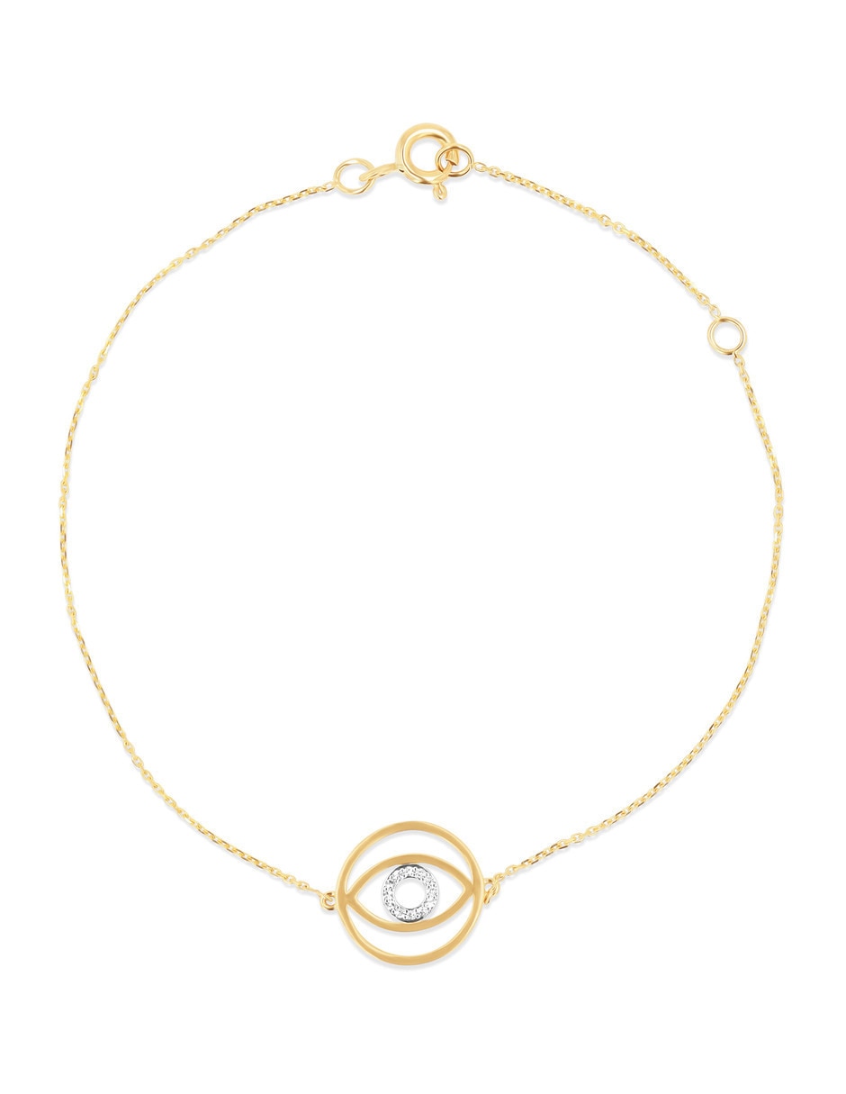 Pulsera de oro amarillo con diamante 14 k acabado brillante Pulsera de oro amarillo con diamante 14 k acabado brillante