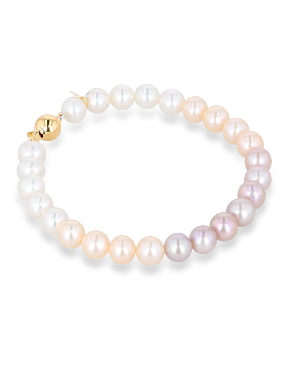 Pulsera de oro amarillo con perla 14 k acabado brillante 4
