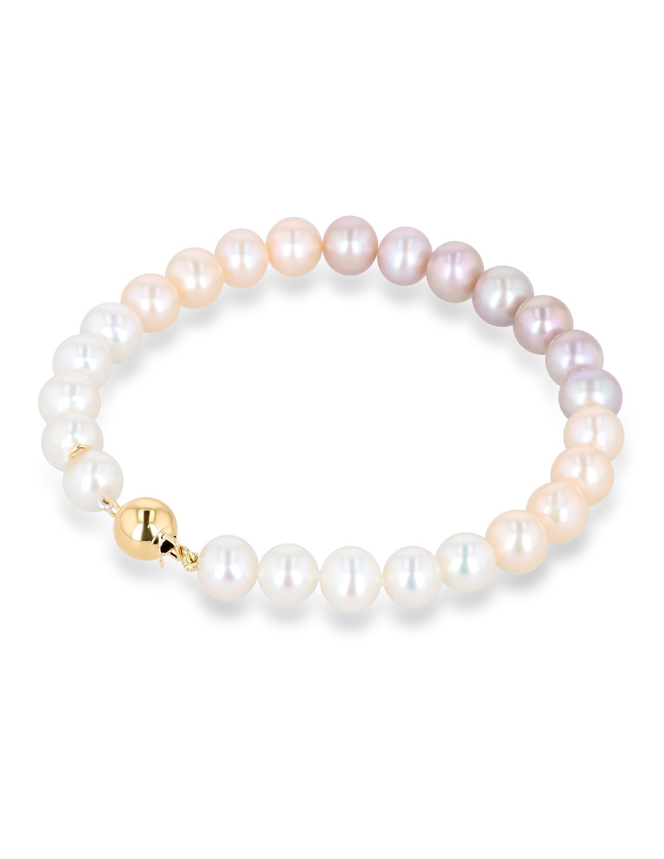 Pulsera de oro amarillo con perla 14 k acabado brillante 2