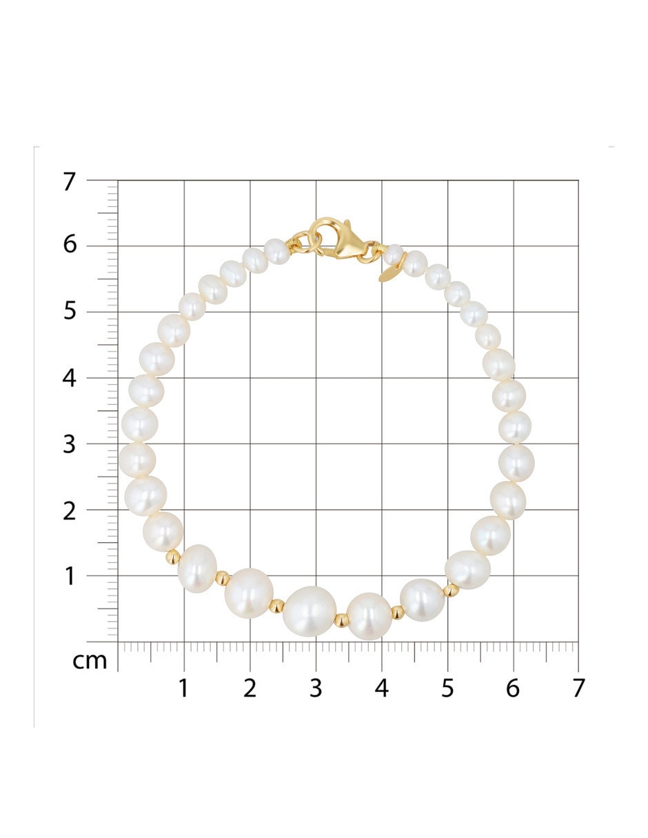 Pulsera de oro amarillo con perla 14 k acabado brillante 5