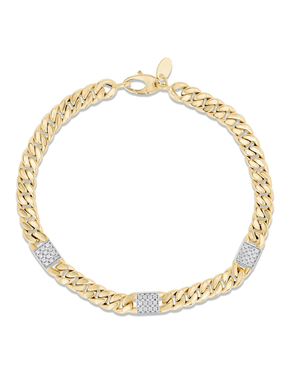 Pulsera de oro amarillo con zirconia 14 k acabado brillante