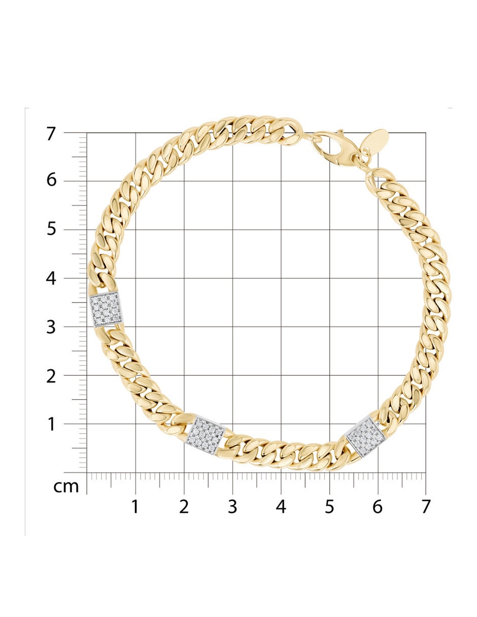 Pulsera de oro amarillo con zirconia 14 k acabado brillante 5