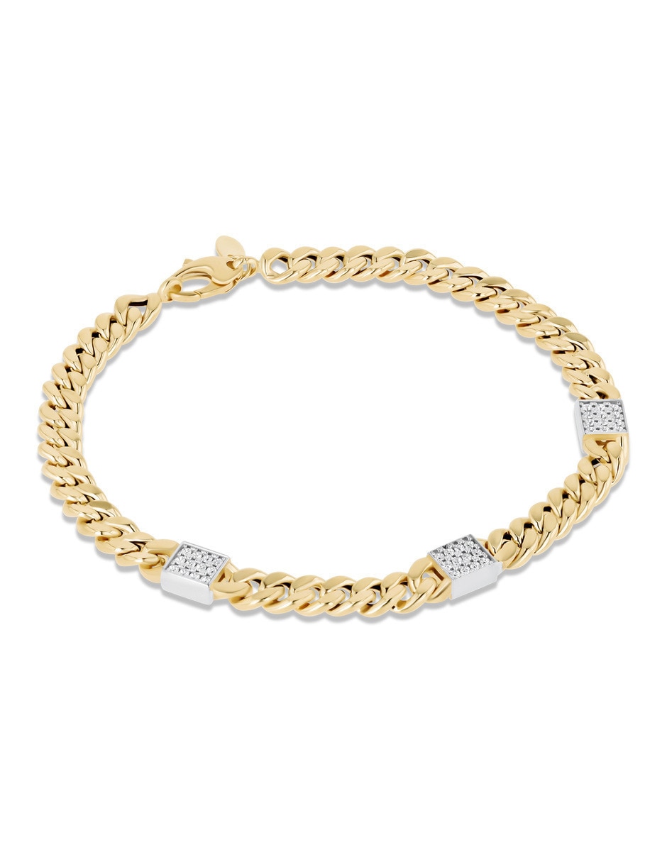 Pulsera de oro amarillo con zirconia 14 k acabado brillante 2