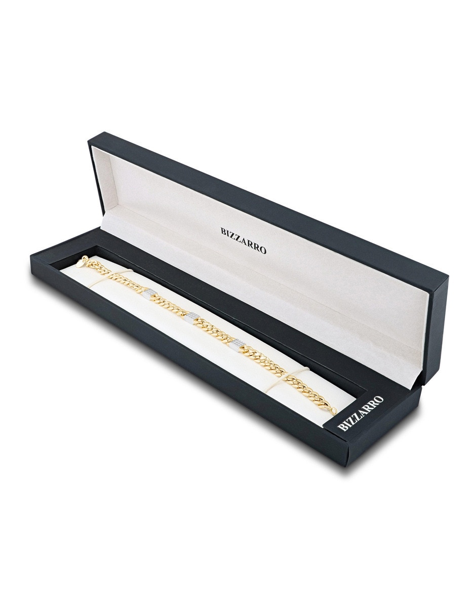 Pulsera de oro amarillo con zirconia 14 k acabado brillante 3