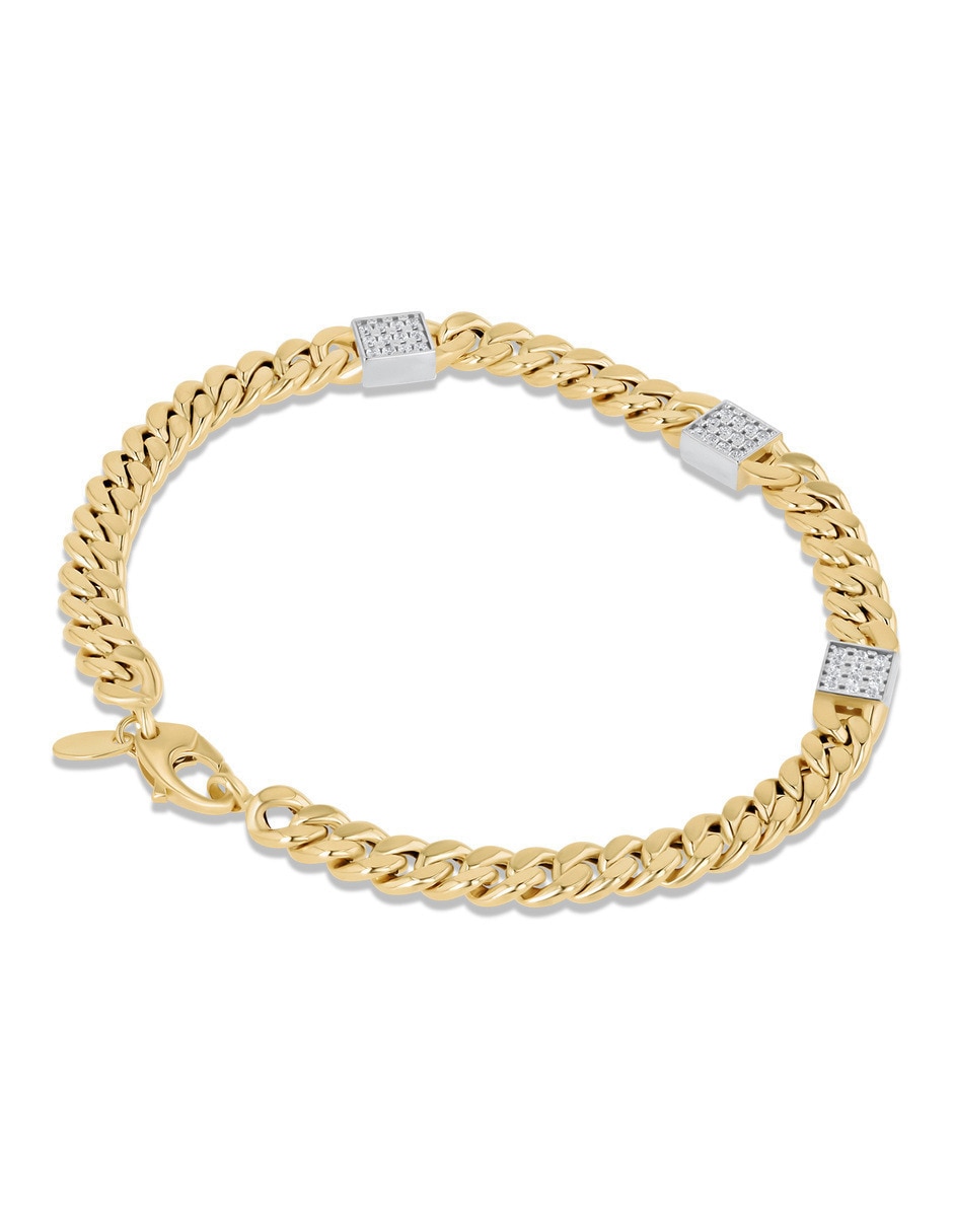 Pulsera de oro amarillo con zirconia 14 k acabado brillante 4