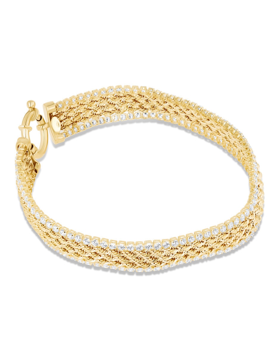 Pulsera Joyerias Bizzarro de oro amarillo con zirconia 14 k acabado brillante