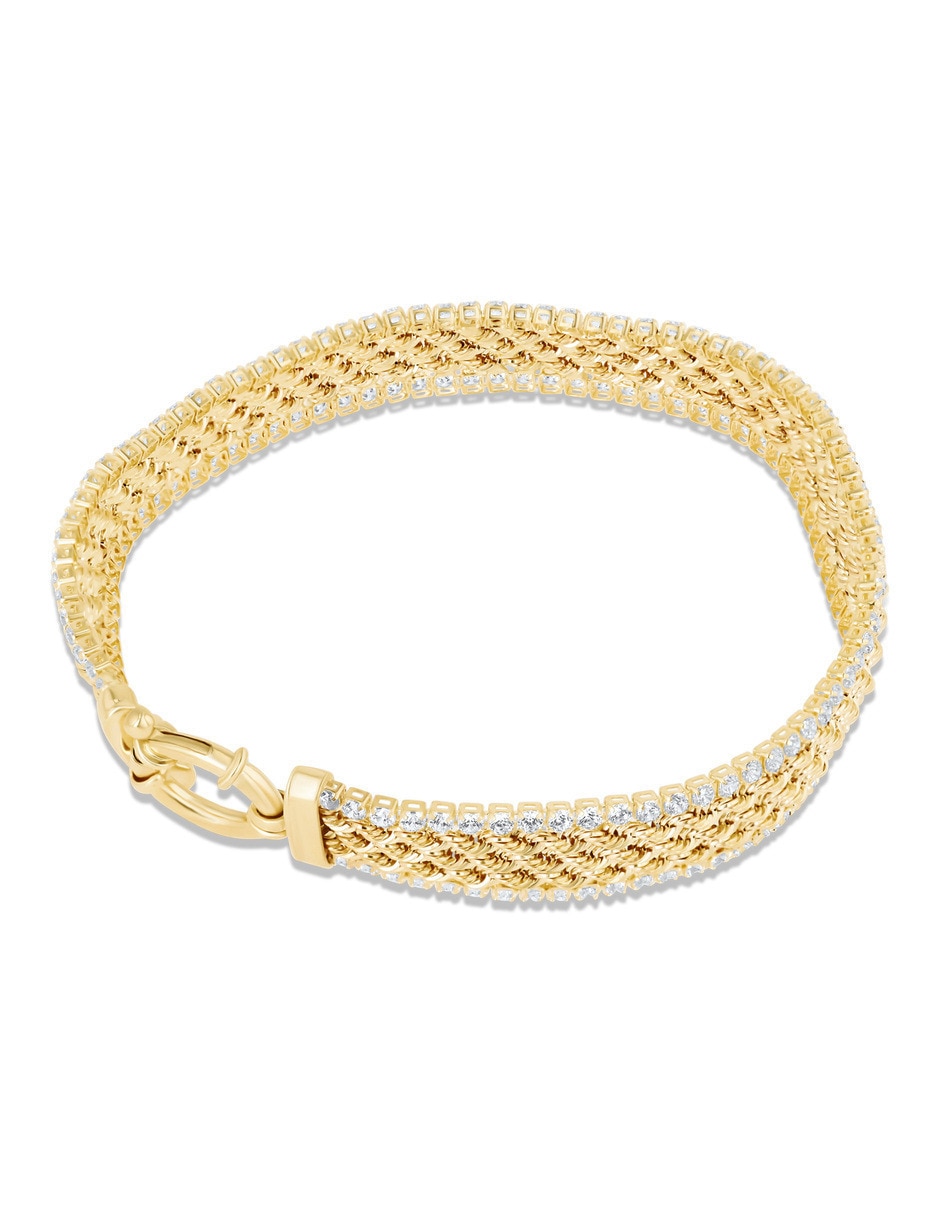 Pulsera Joyerias Bizzarro de oro amarillo con zirconia 14 k acabado brillante