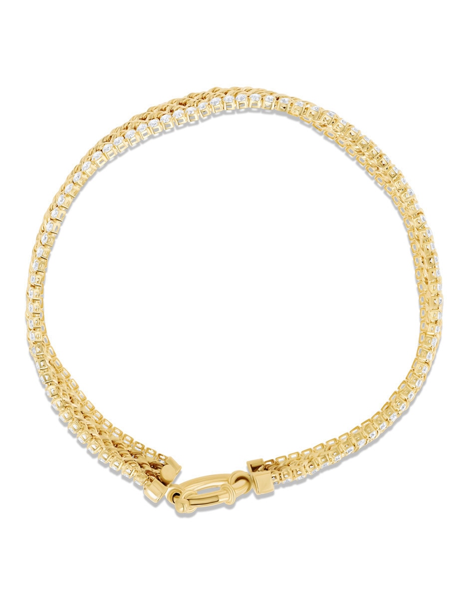Pulsera de oro amarillo con zirconia 14 k acabado brillante