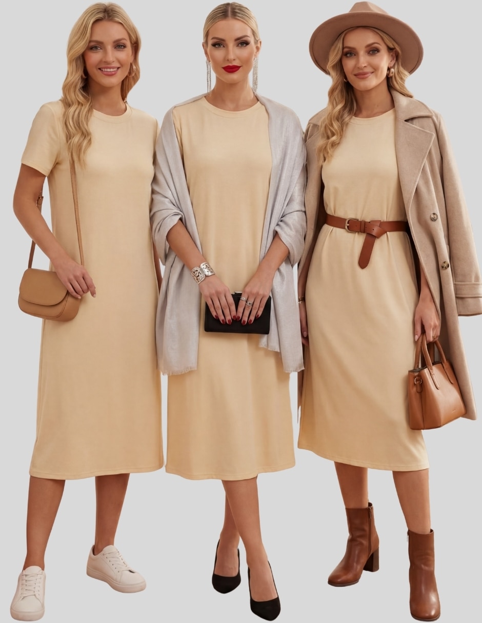 Vestido midi casual Malabis para mujer