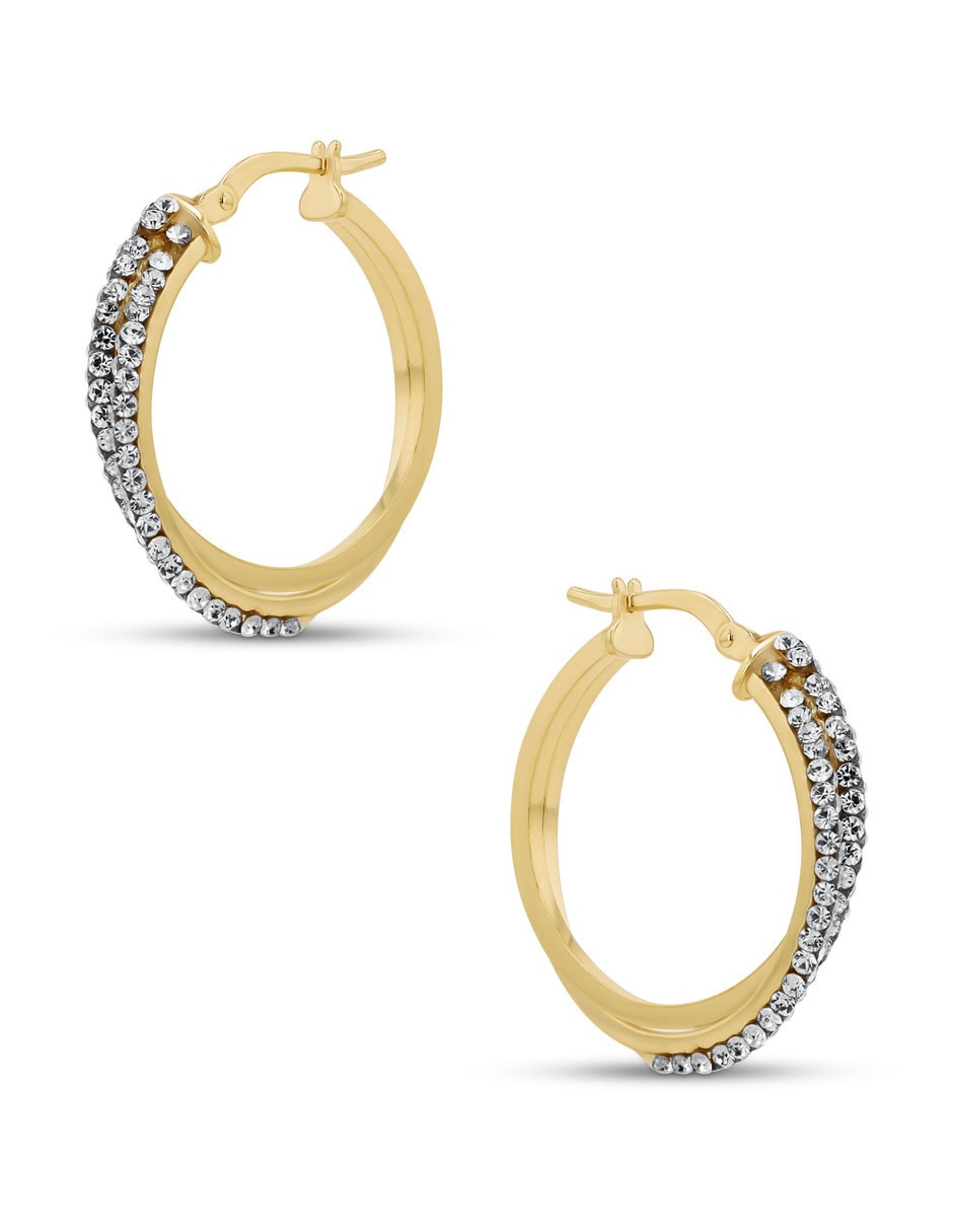 Arracadas JOYERIAS BIZZARRO de plata vermeil P 925 con acabado brillante zirconia