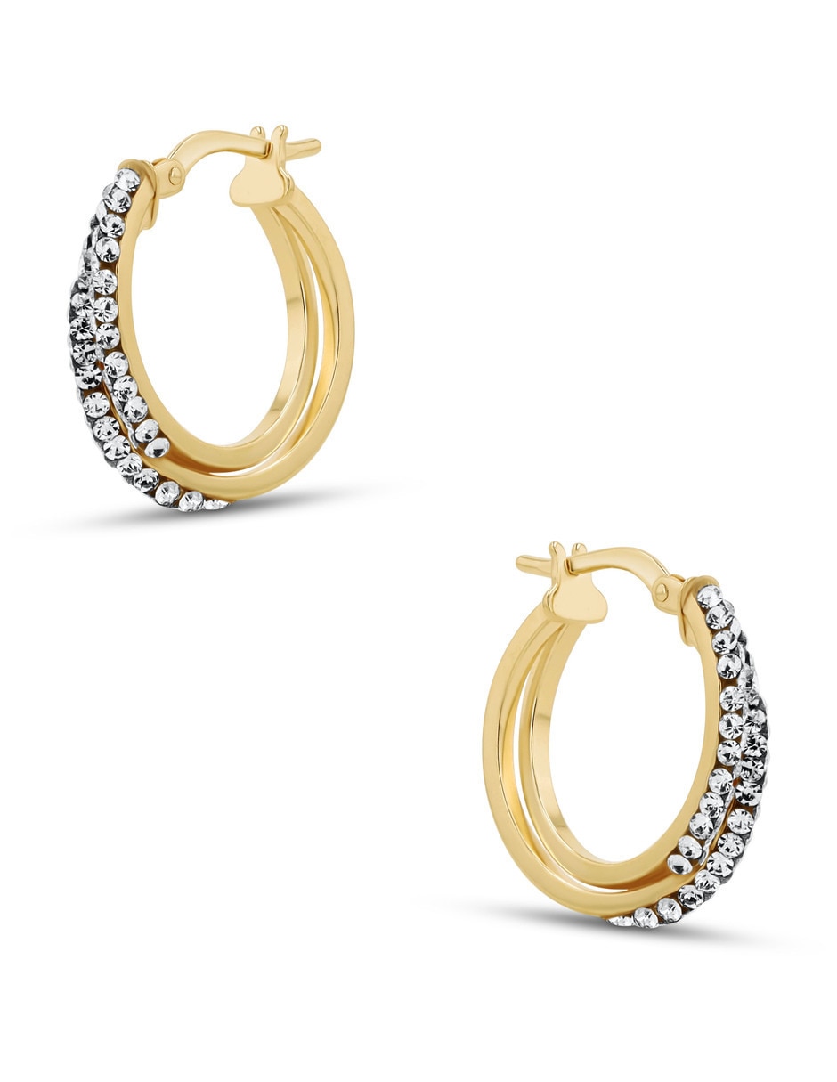 Arracadas JOYERIAS BIZZARRO de plata vermeil P 925 con acabado brillante zirconia
